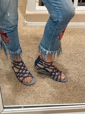 Croft & Barrow Hiking Sandals Navy Strappy Gladiator 9-9.5 Summer Footwear